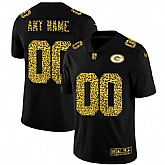 Nike Green Bay Packers Customized Men's Leopard Print Fashion Vapor Limited Jersey Black